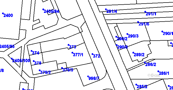 Parcela st. 372 v KÚ Starý Lískovec, Katastrální mapa