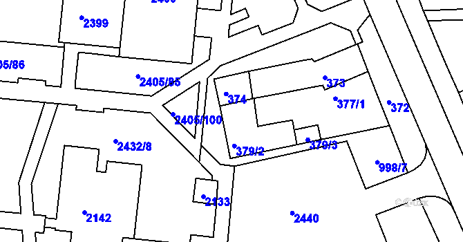 Parcela st. 378 v KÚ Starý Lískovec, Katastrální mapa
