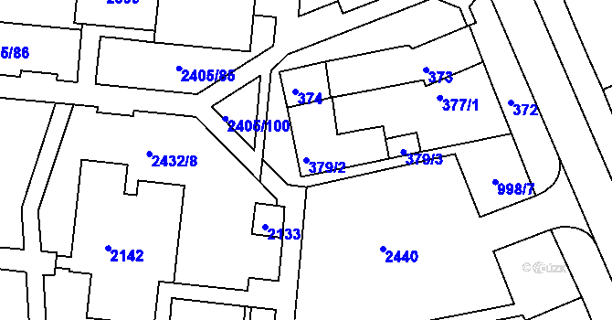 Parcela st. 379/2 v KÚ Starý Lískovec, Katastrální mapa