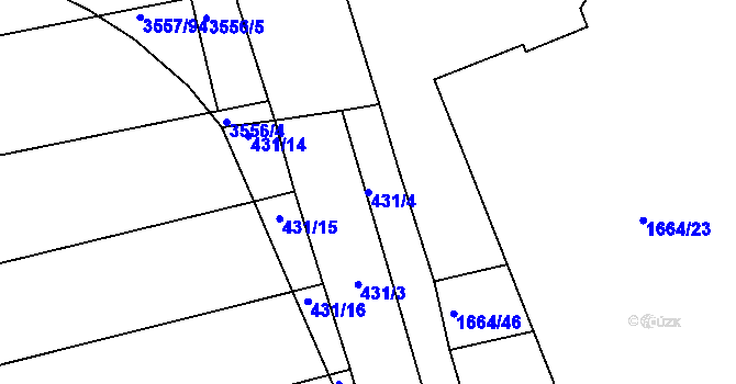 Parcela st. 431/4 v KÚ Starý Lískovec, Katastrální mapa