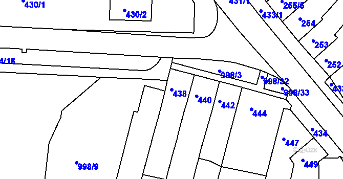 Parcela st. 438 v KÚ Starý Lískovec, Katastrální mapa