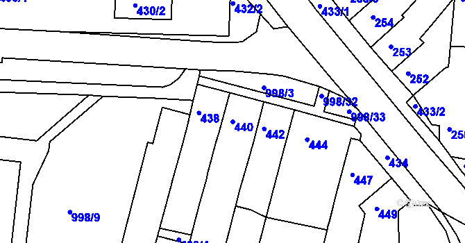 Parcela st. 440 v KÚ Starý Lískovec, Katastrální mapa