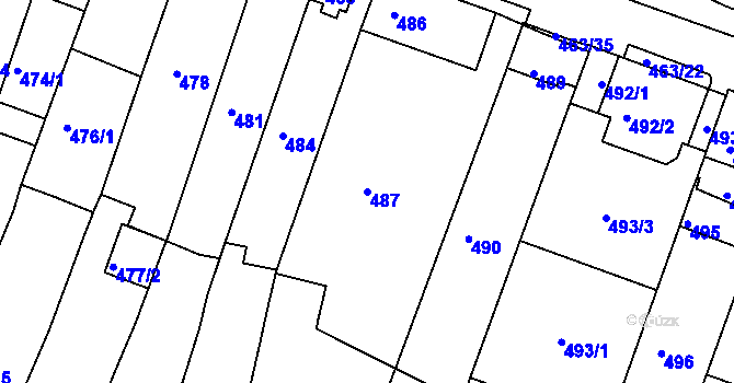 Parcela st. 487 v KÚ Starý Lískovec, Katastrální mapa