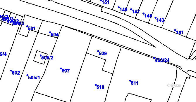 Parcela st. 509 v KÚ Starý Lískovec, Katastrální mapa