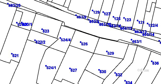 Parcela st. 526 v KÚ Starý Lískovec, Katastrální mapa