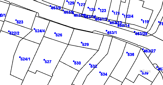 Parcela st. 529 v KÚ Starý Lískovec, Katastrální mapa