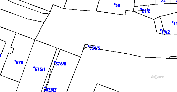 Parcela st. 551/5 v KÚ Starý Lískovec, Katastrální mapa