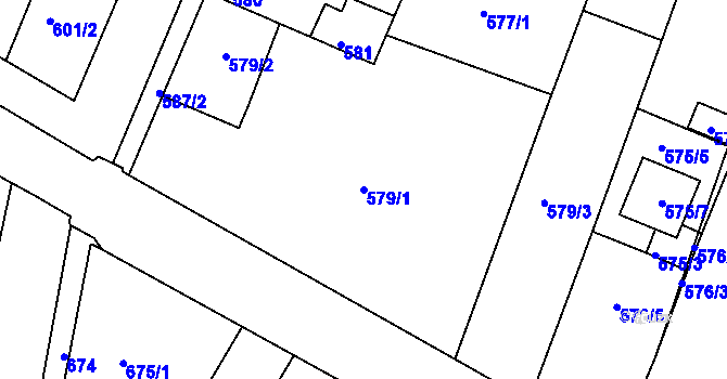 Parcela st. 579/1 v KÚ Starý Lískovec, Katastrální mapa