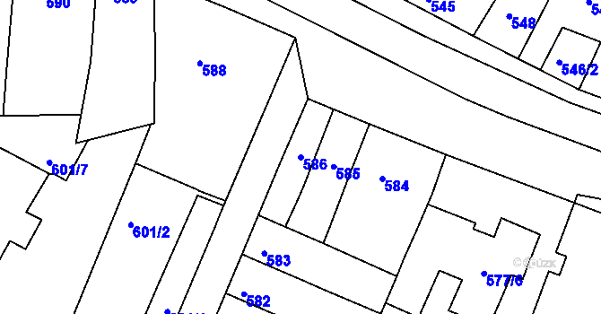 Parcela st. 586 v KÚ Starý Lískovec, Katastrální mapa