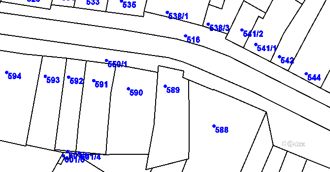 Parcela st. 589 v KÚ Starý Lískovec, Katastrální mapa