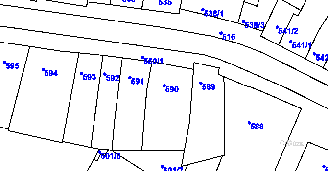 Parcela st. 590 v KÚ Starý Lískovec, Katastrální mapa