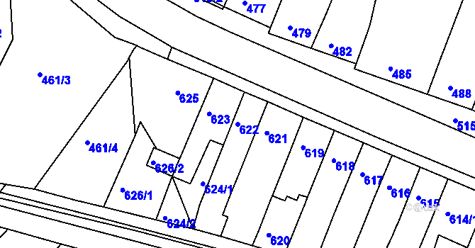 Parcela st. 622 v KÚ Starý Lískovec, Katastrální mapa