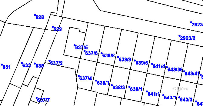 Parcela st. 638/8 v KÚ Starý Lískovec, Katastrální mapa