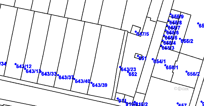 Parcela st. 643/17 v KÚ Starý Lískovec, Katastrální mapa