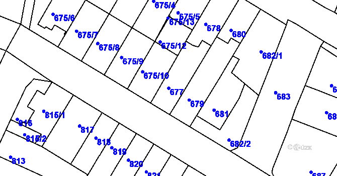 Parcela st. 677 v KÚ Starý Lískovec, Katastrální mapa