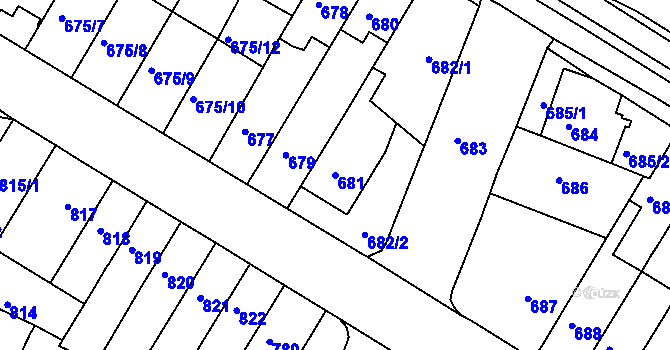 Parcela st. 681 v KÚ Starý Lískovec, Katastrální mapa