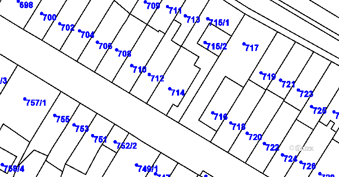 Parcela st. 714 v KÚ Starý Lískovec, Katastrální mapa