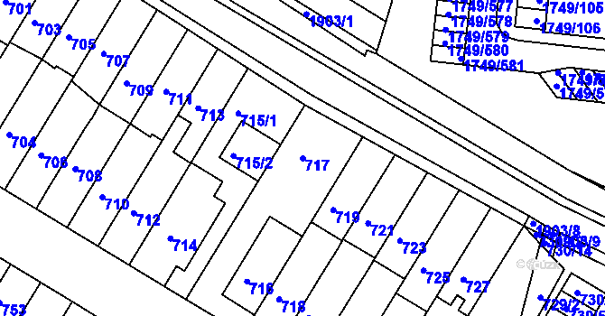 Parcela st. 717 v KÚ Starý Lískovec, Katastrální mapa