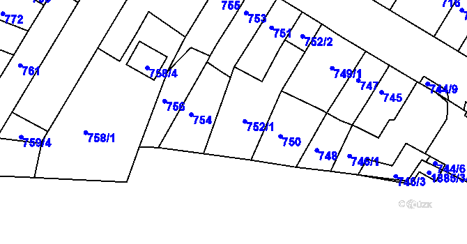 Parcela st. 752 v KÚ Starý Lískovec, Katastrální mapa