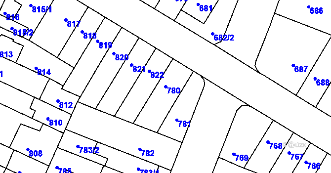 Parcela st. 780 v KÚ Starý Lískovec, Katastrální mapa