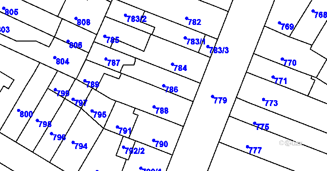 Parcela st. 786 v KÚ Starý Lískovec, Katastrální mapa