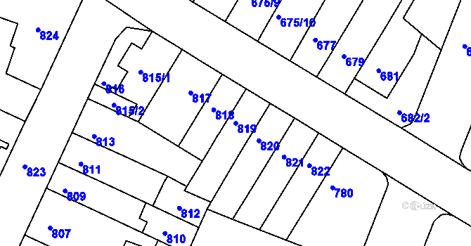 Parcela st. 819 v KÚ Starý Lískovec, Katastrální mapa
