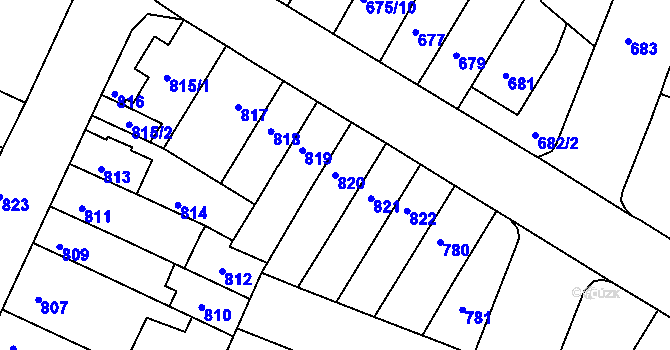 Parcela st. 820 v KÚ Starý Lískovec, Katastrální mapa