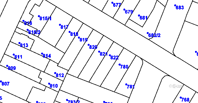 Parcela st. 821 v KÚ Starý Lískovec, Katastrální mapa