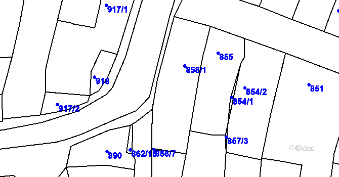 Parcela st. 858/5 v KÚ Starý Lískovec, Katastrální mapa