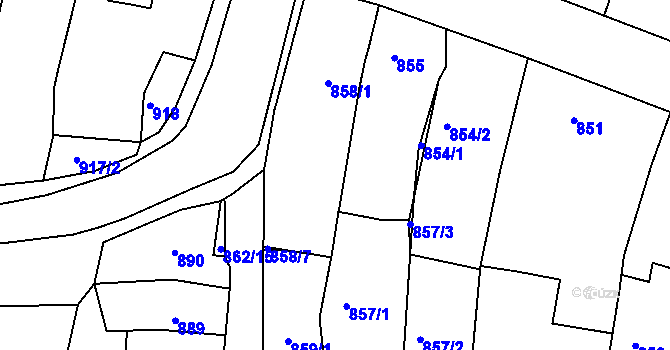 Parcela st. 858/6 v KÚ Starý Lískovec, Katastrální mapa