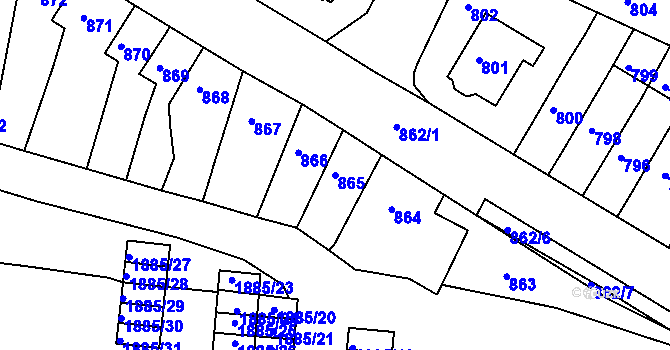 Parcela st. 865 v KÚ Starý Lískovec, Katastrální mapa