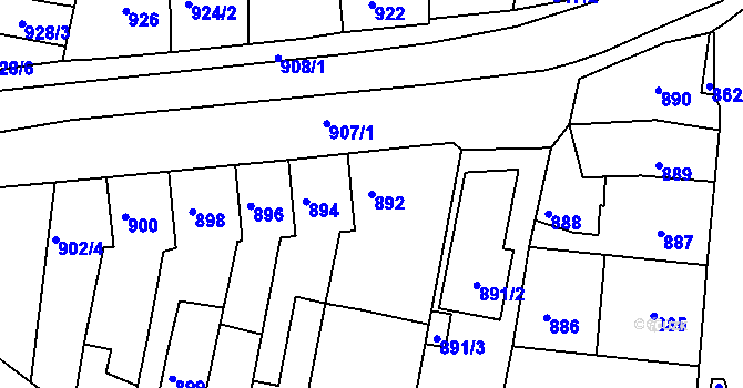 Parcela st. 892 v KÚ Starý Lískovec, Katastrální mapa
