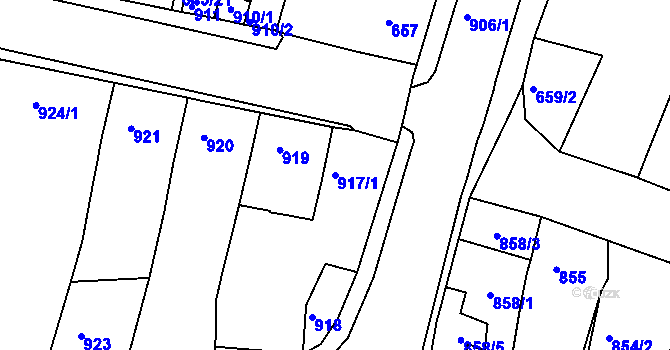 Parcela st. 917/1 v KÚ Starý Lískovec, Katastrální mapa