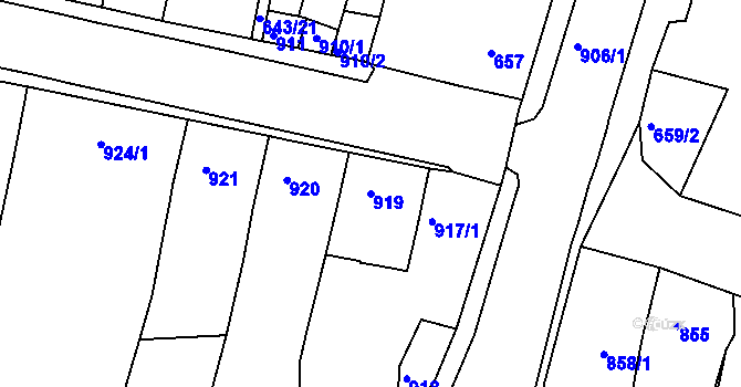 Parcela st. 919 v KÚ Starý Lískovec, Katastrální mapa