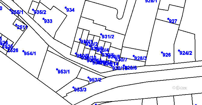Parcela st. 930/5 v KÚ Starý Lískovec, Katastrální mapa