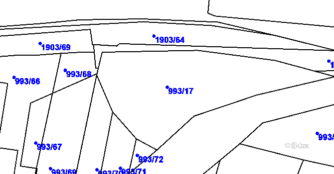 Parcela st. 993/17 v KÚ Starý Lískovec, Katastrální mapa