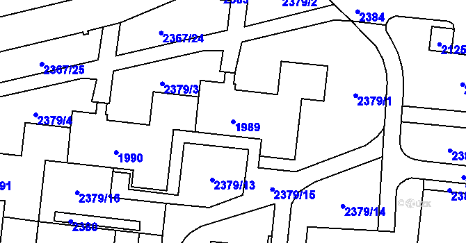 Parcela st. 1989 v KÚ Starý Lískovec, Katastrální mapa