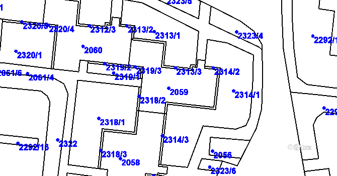 Parcela st. 2059 v KÚ Starý Lískovec, Katastrální mapa