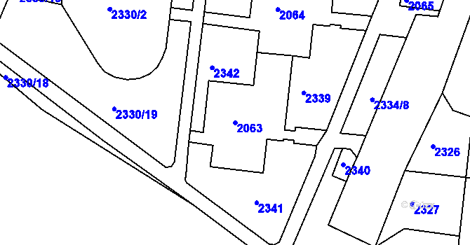Parcela st. 2063 v KÚ Starý Lískovec, Katastrální mapa