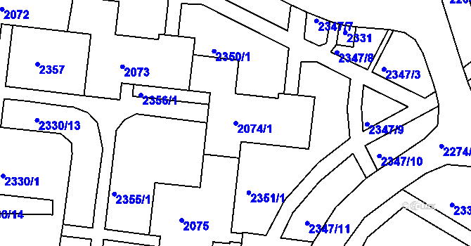 Parcela st. 2074/1 v KÚ Starý Lískovec, Katastrální mapa