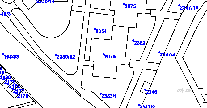 Parcela st. 2076 v KÚ Starý Lískovec, Katastrální mapa