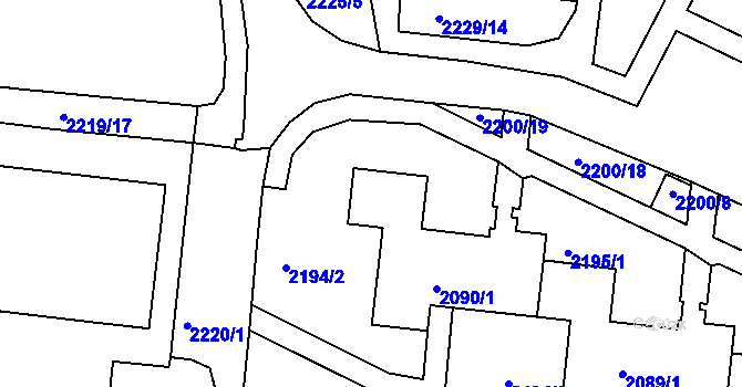 Parcela st. 2090/2 v KÚ Starý Lískovec, Katastrální mapa