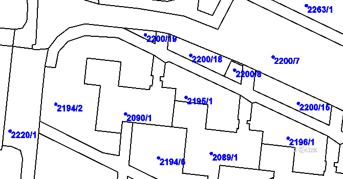 Parcela st. 2090/3 v KÚ Starý Lískovec, Katastrální mapa