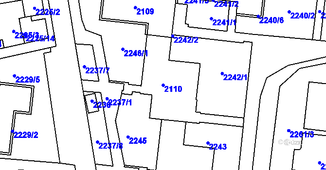 Parcela st. 2110 v KÚ Starý Lískovec, Katastrální mapa