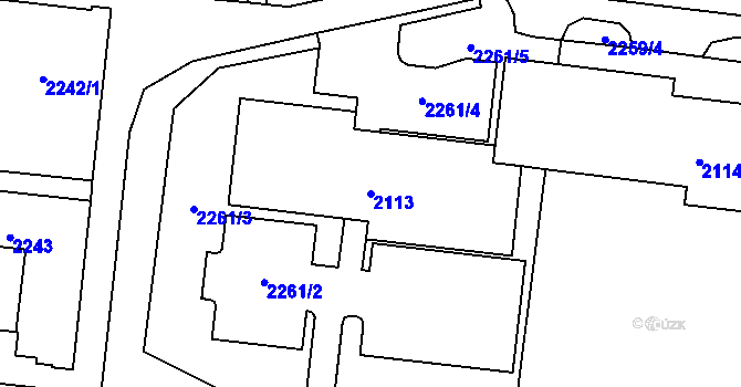 Parcela st. 2113 v KÚ Starý Lískovec, Katastrální mapa