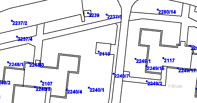 Parcela st. 2115 v KÚ Starý Lískovec, Katastrální mapa