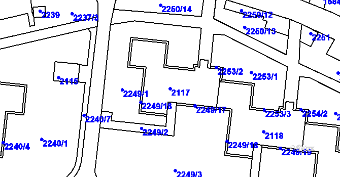 Parcela st. 2117 v KÚ Starý Lískovec, Katastrální mapa
