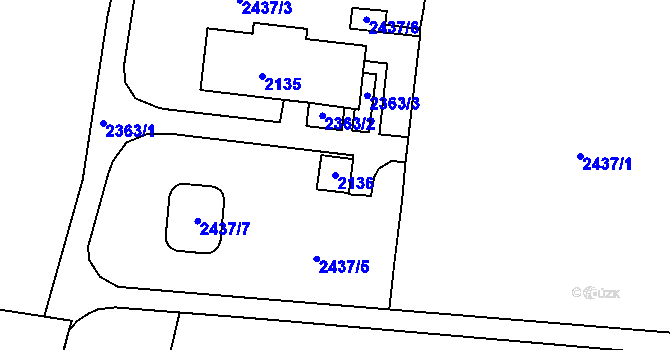 Parcela st. 2136 v KÚ Starý Lískovec, Katastrální mapa