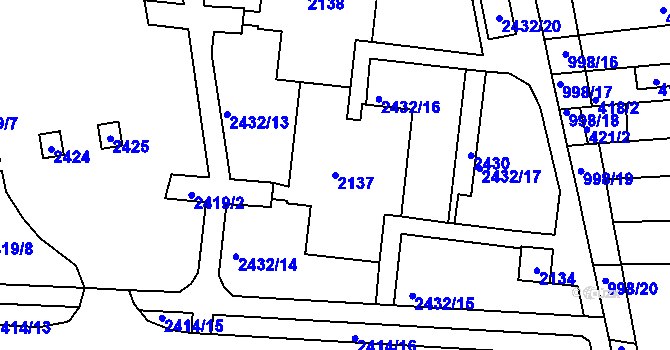 Parcela st. 2137 v KÚ Starý Lískovec, Katastrální mapa