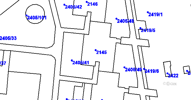 Parcela st. 2145 v KÚ Starý Lískovec, Katastrální mapa